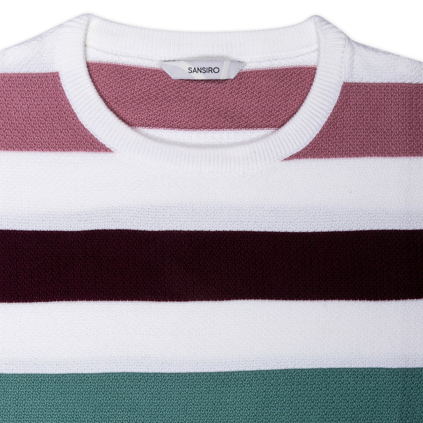 Flat Knit Stripes T-Shirt Pink Multy Color