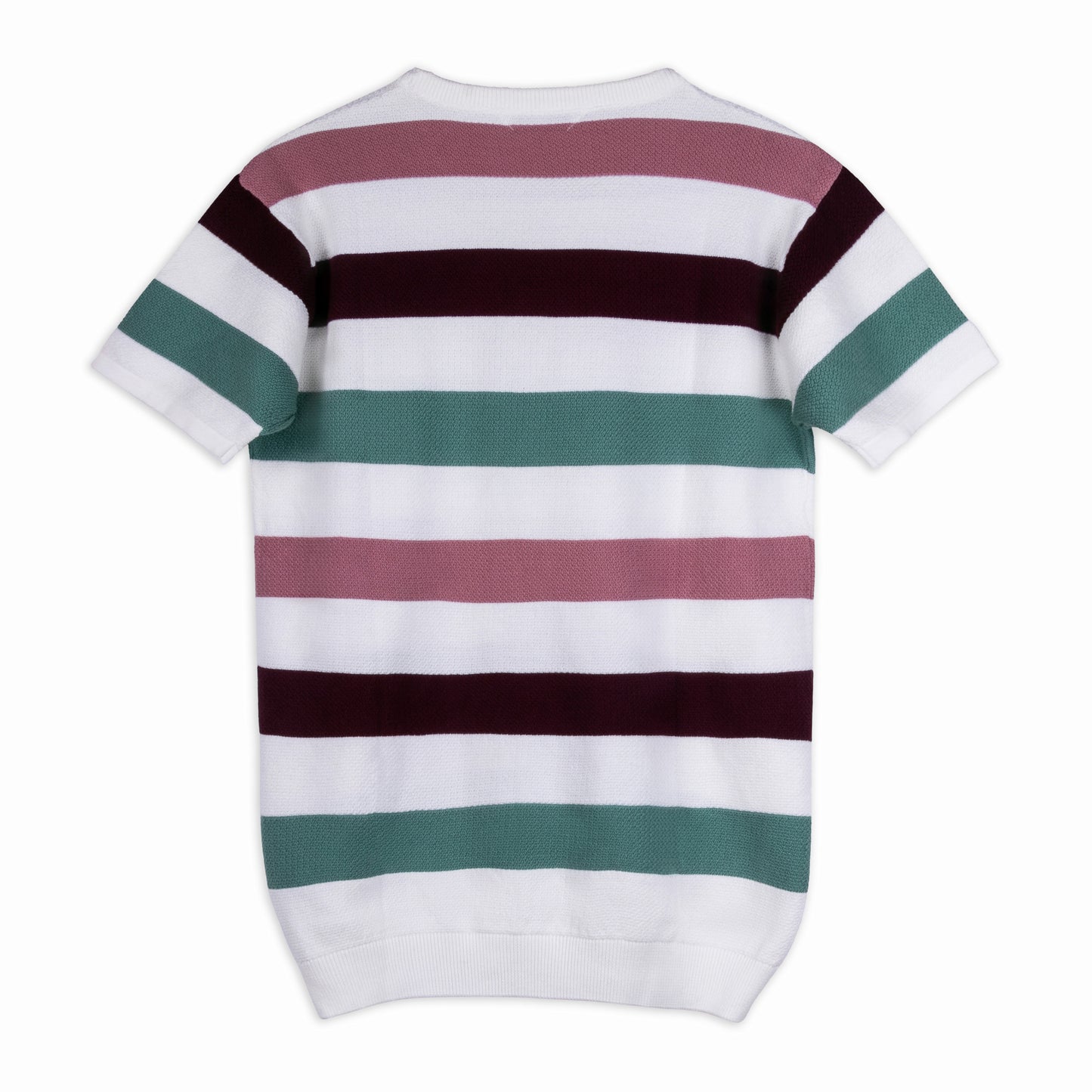 Flat Knit Stripes T-Shirt Pink Multy Color