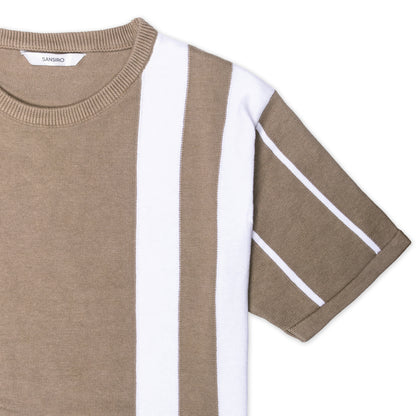 Men Crew Neck Pure Cotton Brown T-Shirt With Uniqe Design