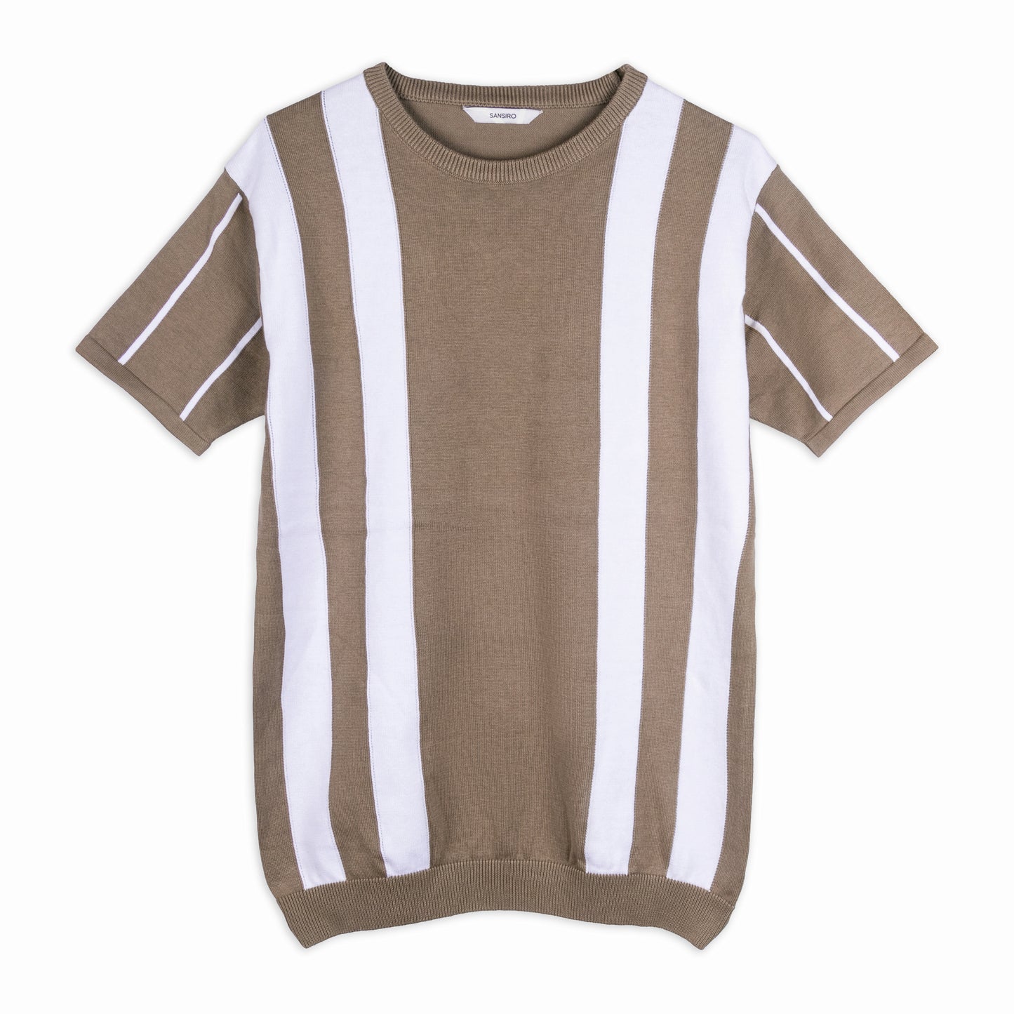 Men Crew Neck Pure Cotton Brown T-Shirt With Uniqe Design