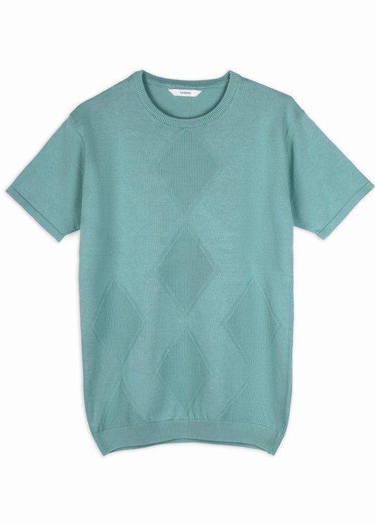 Unique Design Knit Structured T-Shirt