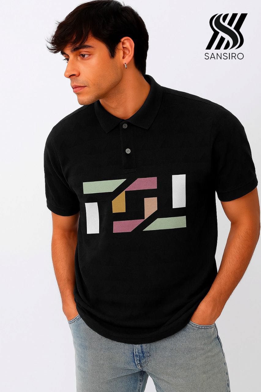 100% Cotton Flat Knit T‑Shirt for Men – Abstract | SANSIRO