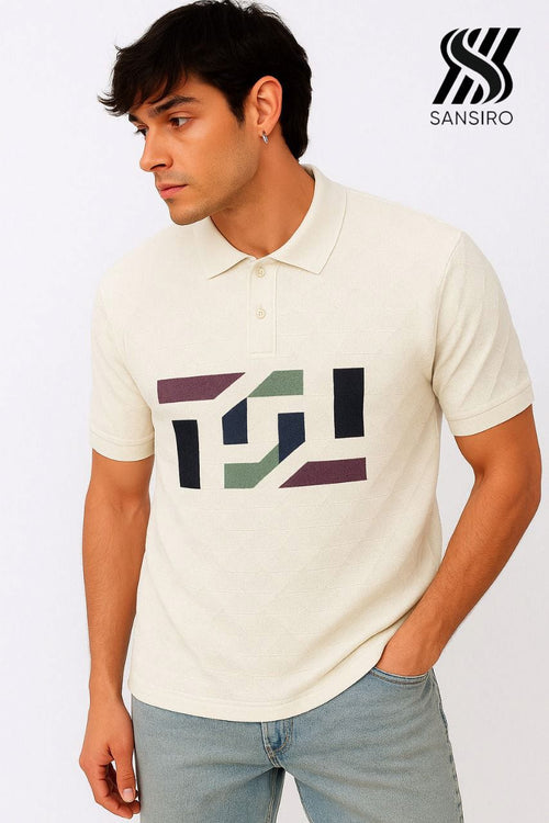 100% Cotton Flat Knit T‑Shirt for Men – Abstract | SANSIRO