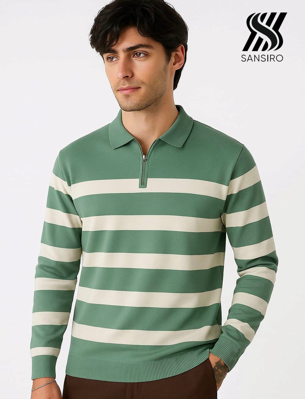 100% Cotton Knit Half-Zip Pullover for Men – Premium Structure | SANSIRO